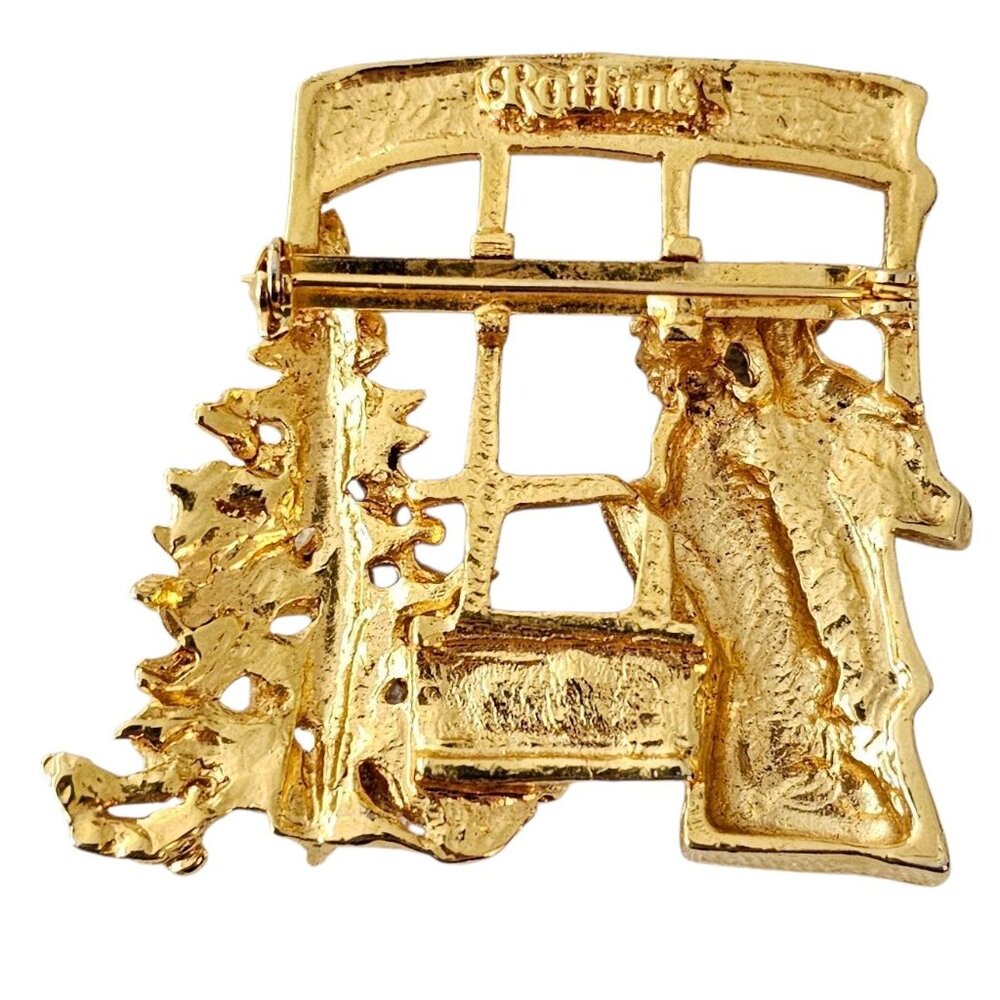Raffine Gold Tone Brooch Antiques Store Christmas Shoppers Pin, Signed - Picture 4 of 7